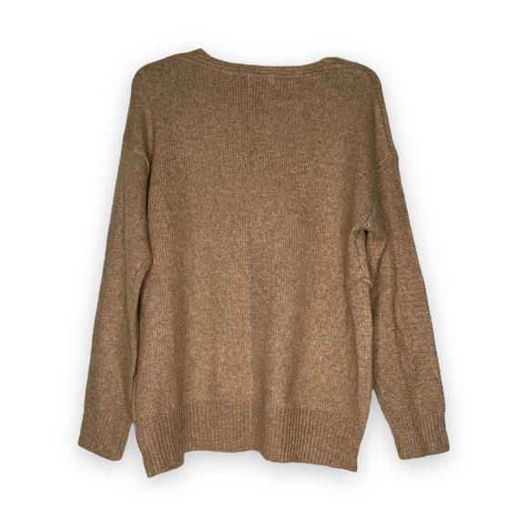 Pink Lily Tan Sweater Soft Comfy Stretchy Unique Notched Hem Small - Picture 5 of 5